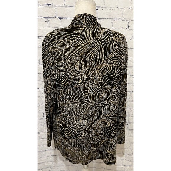 Drapers & Damons Open Cardigan Womens Animal Print Black & Gold Long Sleeves 1X - Picture 4 of 6